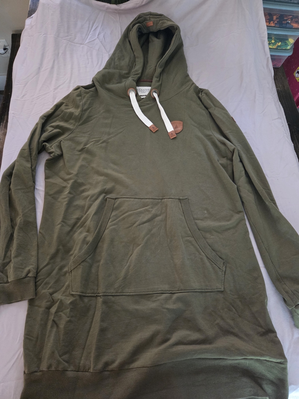 Womens Olive Green Hooded Sweater Dress